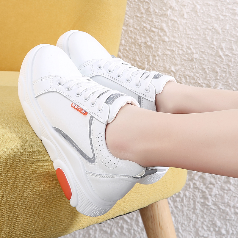 S-30 2020夏季新款女鞋高品质皮鞋内增高爆款小白鞋熊猫底女鞋4