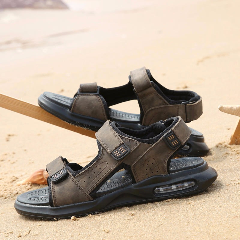 S-27 2020夏季新款男鞋新款大码气垫真皮简约沙滩男凉拖鞋8