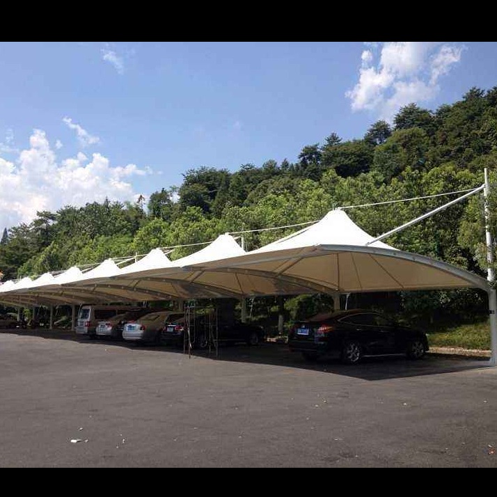 耐力板停车棚图片 阳光板雨棚 钢结构、膜结构 汽车雨棚现货销售6