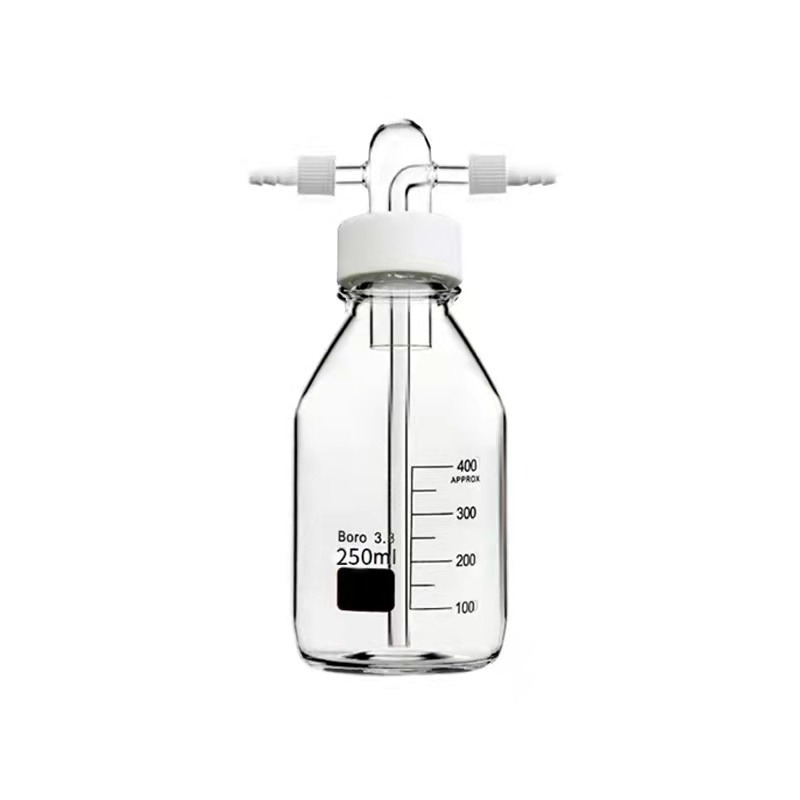 高硼硅加厚缓冲瓶密封耐腐安全瓶 GL45螺口洗气瓶 耐压缓冲玻璃洗瓶