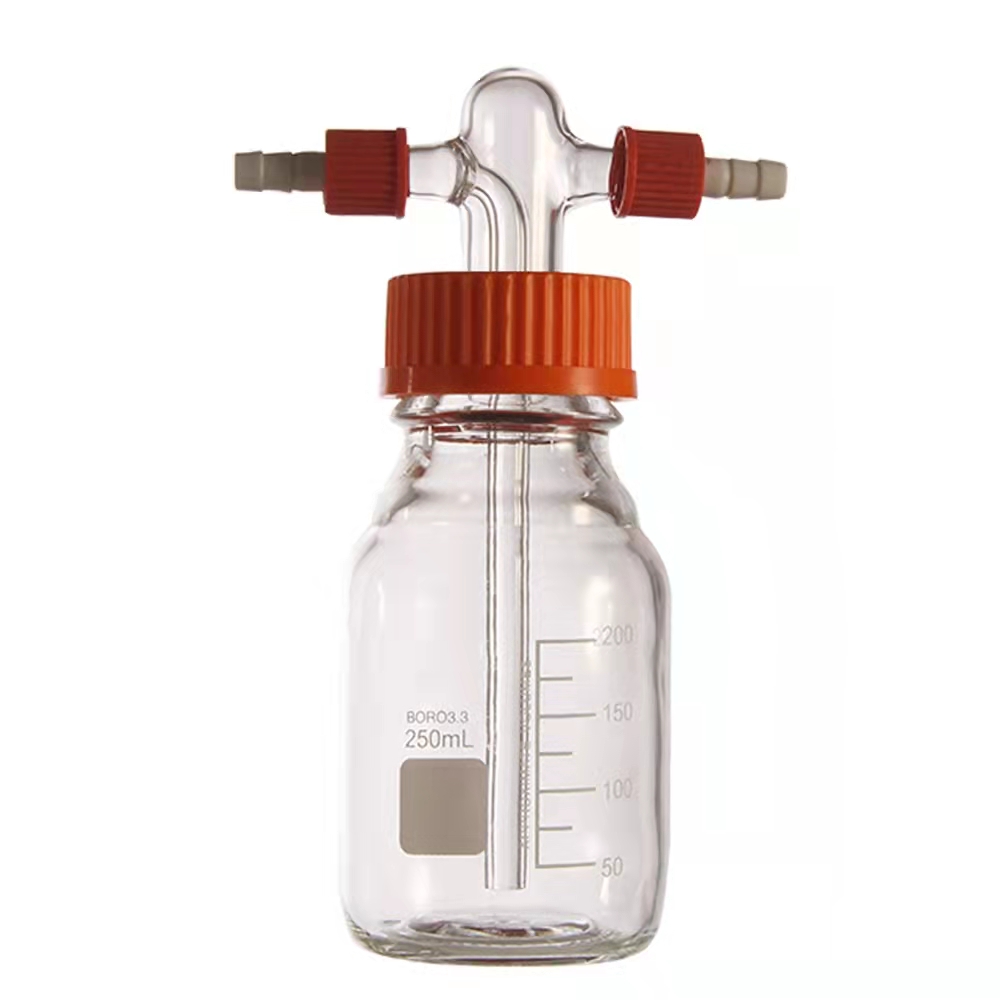 GL14接口可以抽真空 高硼硅玻璃缓冲瓶 GL45瓶口 玻璃洗瓶3