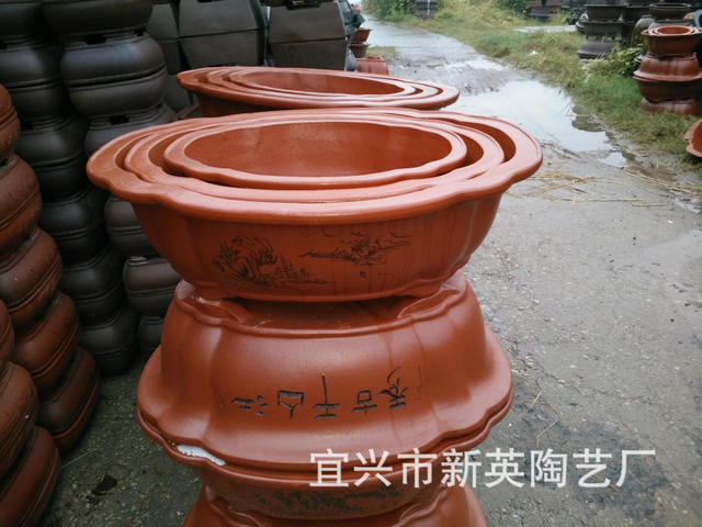 花盆容器 自产自销70-60-50公分精品海棠紫砂花盆