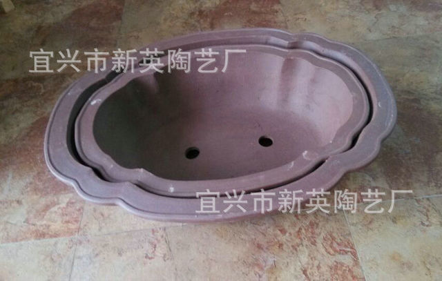 紫砂盆景盆 花盆容器 厂家生产70-60公分紫砂海棠花盆3