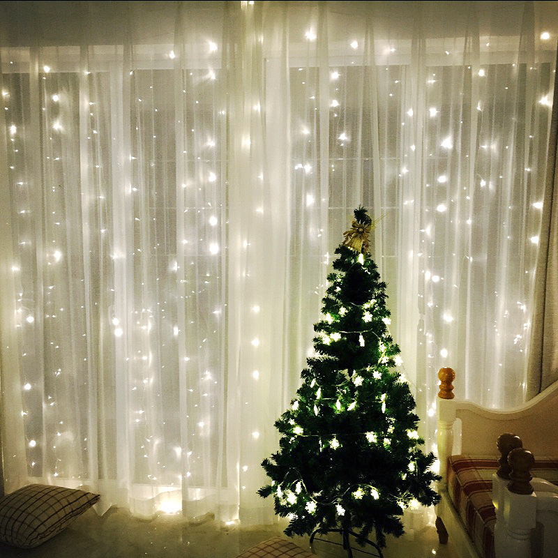 LED彩灯闪灯串灯春节3*3冰条窗帘灯圣诞节日装饰灯新年满天星灯串