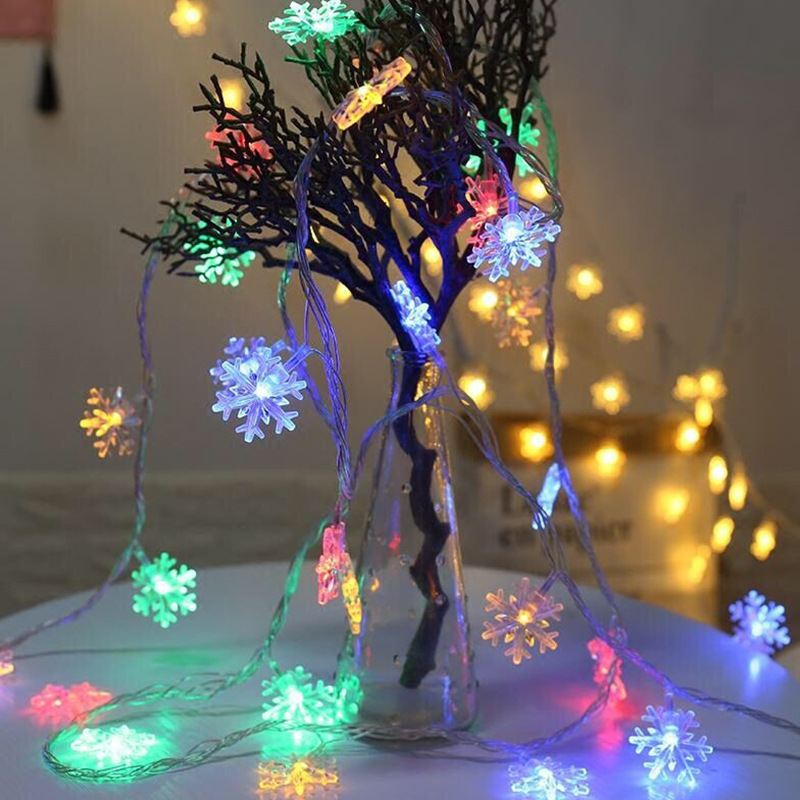 圣诞LED雪花灯串彩灯闪灯串灯满天星电池USB装饰灯节日挂灯小彩灯4