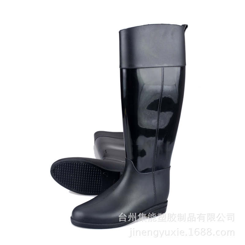 女式高筒工作时尚时装黑色双色外贸加厚PVC雨鞋雨靴马靴rainboot3