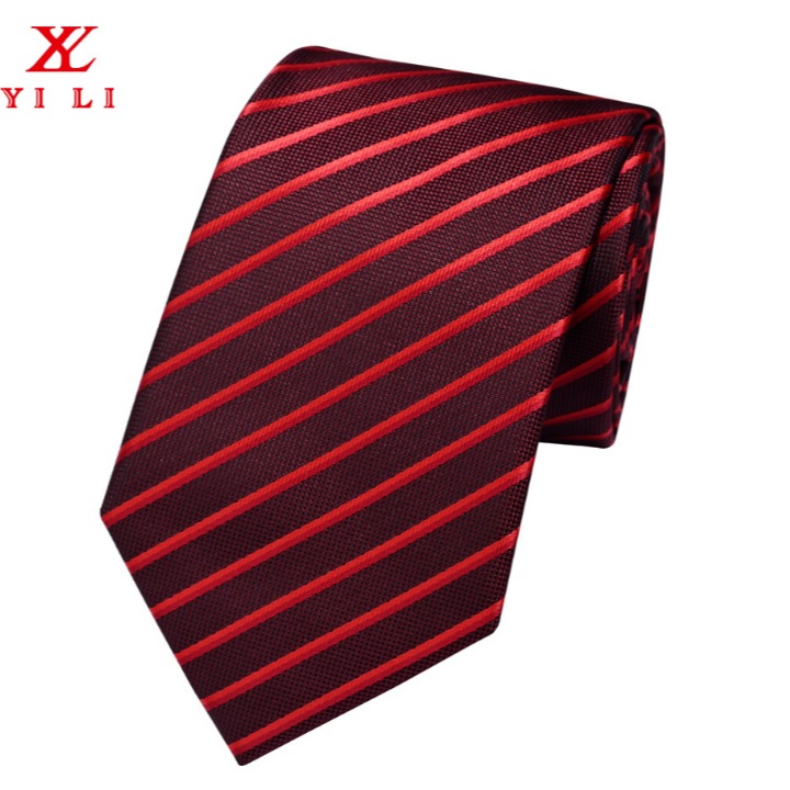 男士西装搭配涤丝领带 红色喜庆正装条纹领带 嵊州商家定制