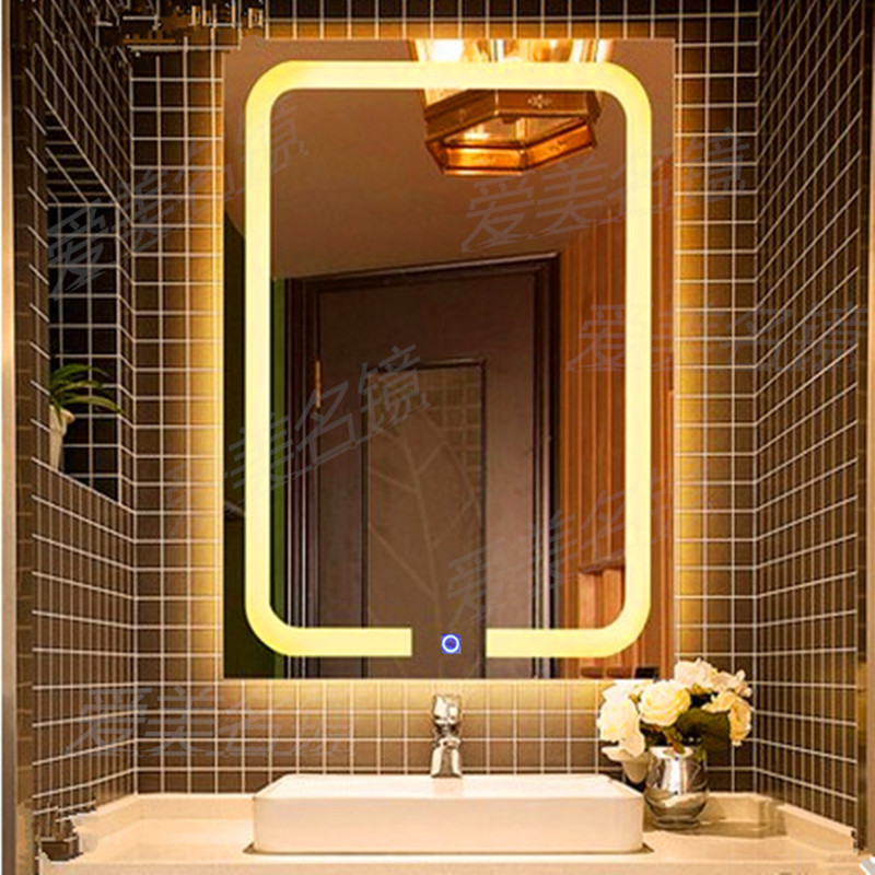 酒店无框LED灯镜洗手盆壁挂镜子浴室镜 外透光LED带灯卫浴镜3