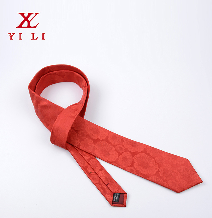 红色休闲花纹提花领带 嵊州厂家新款定制 时尚潮流男女领带2