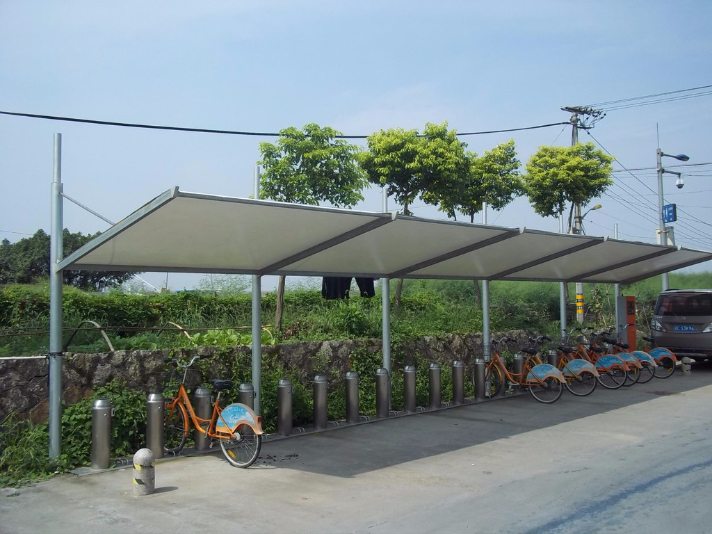 社区学校自行车停车蓬 小区膜结构自行车停车篷 安装自行车雨棚2