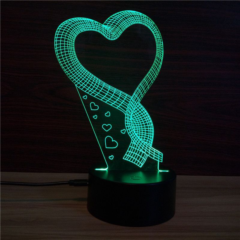 3D创意小台灯LED亚克力小夜灯3D灯情人节浪漫礼物礼品灯4