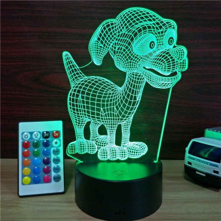 LED亚克力小夜灯 外贸专供一个代发 小狗3D灯USB触摸创意小台灯2