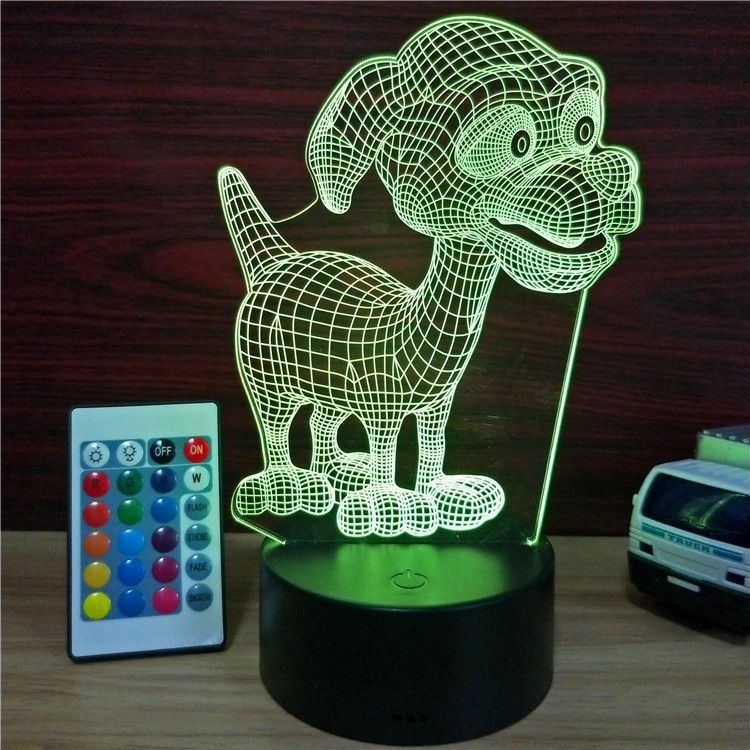LED亚克力小夜灯 外贸专供一个代发 小狗3D灯USB触摸创意小台灯
