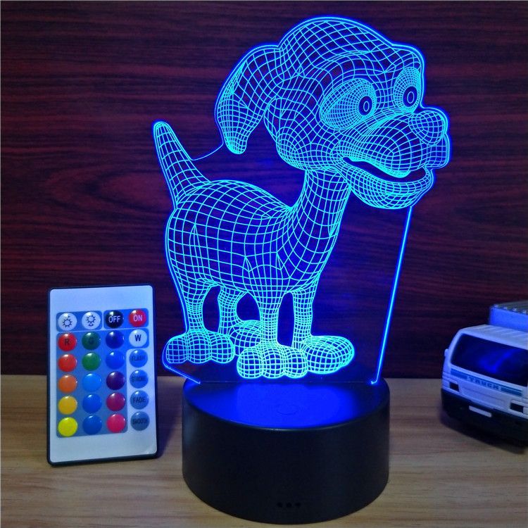 LED亚克力小夜灯 外贸专供一个代发 小狗3D灯USB触摸创意小台灯1