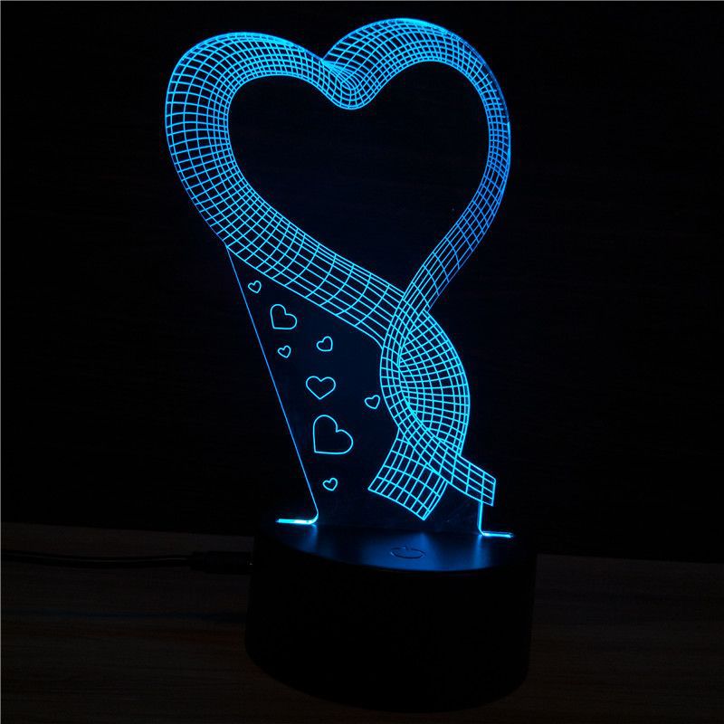 3D创意小台灯LED亚克力小夜灯3D灯情人节浪漫礼物礼品灯3
