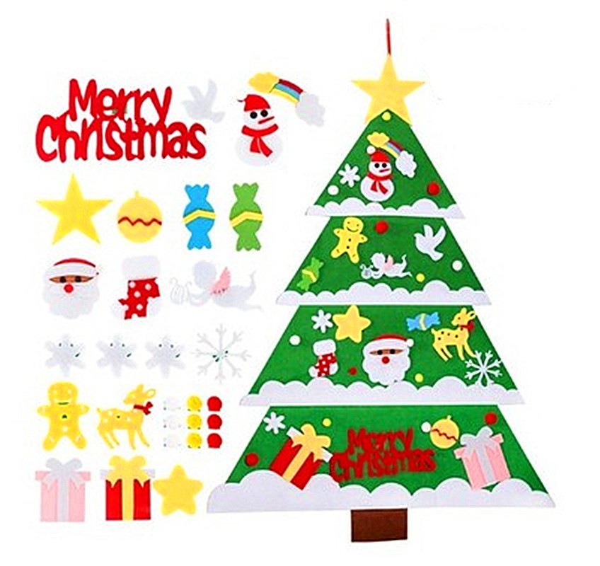 新圣诞树毛毡圣诞树装饰挂件礼物圣诞节DIY拼接款雪人益智圣诞树2