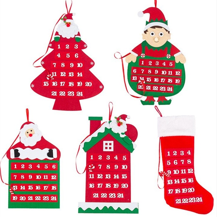 毛毡圣诞树日历圣诞礼物圣诞袜儿童手工DIY圣诞节装饰挂件4