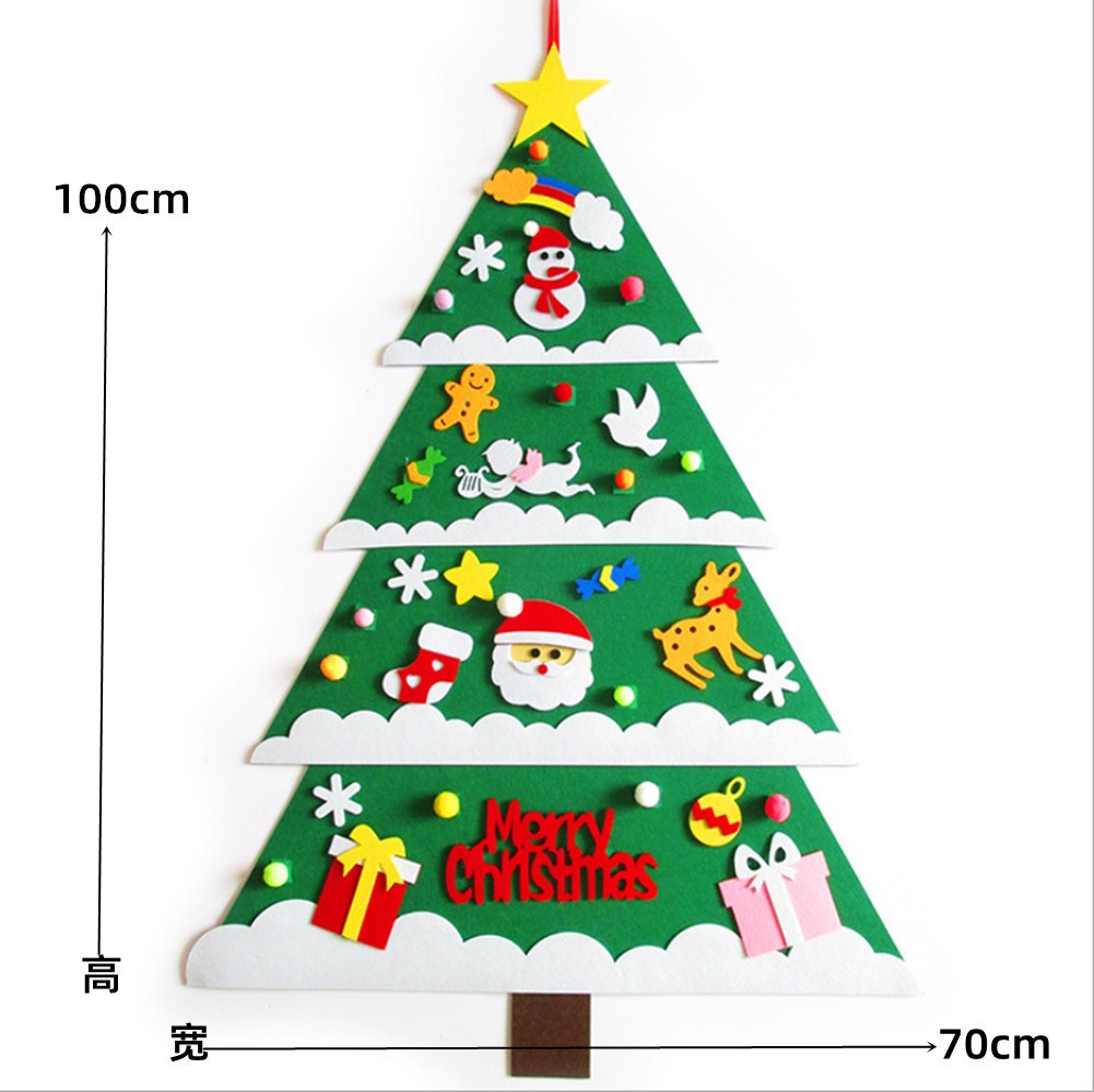新圣诞树毛毡圣诞树装饰挂件礼物圣诞节DIY拼接款雪人益智圣诞树4