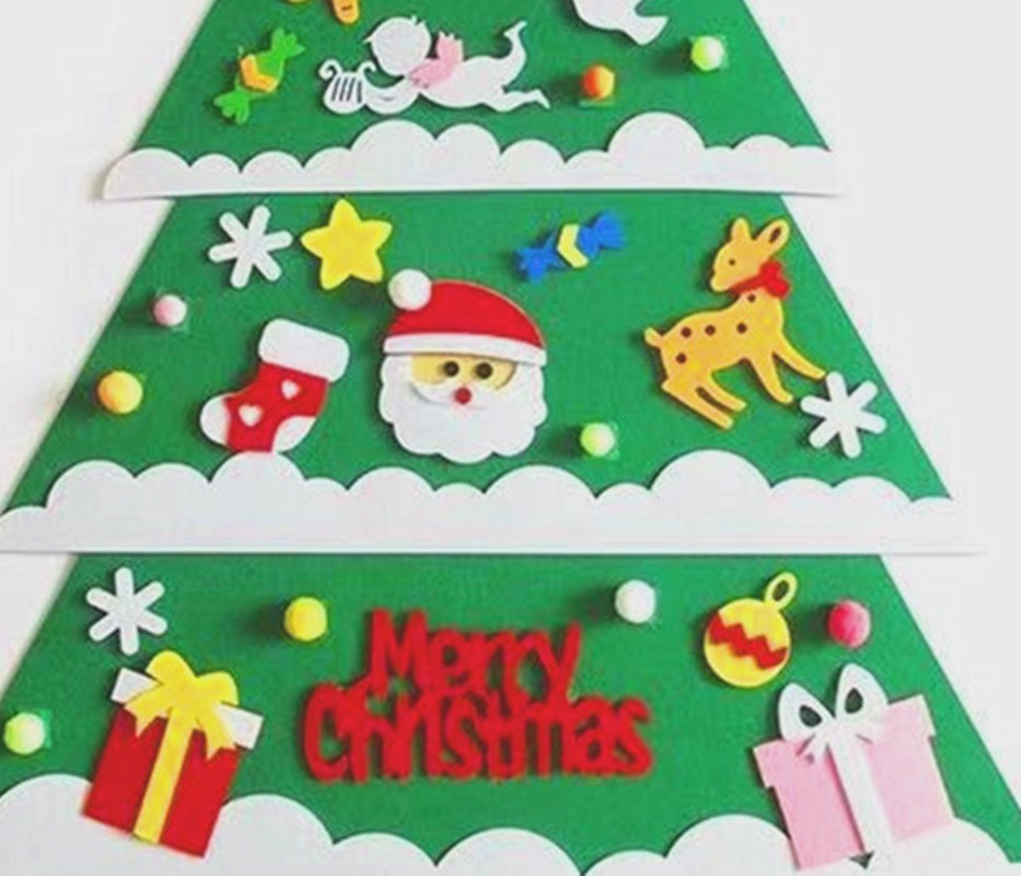 新圣诞树毛毡圣诞树装饰挂件礼物圣诞节DIY拼接款雪人益智圣诞树3