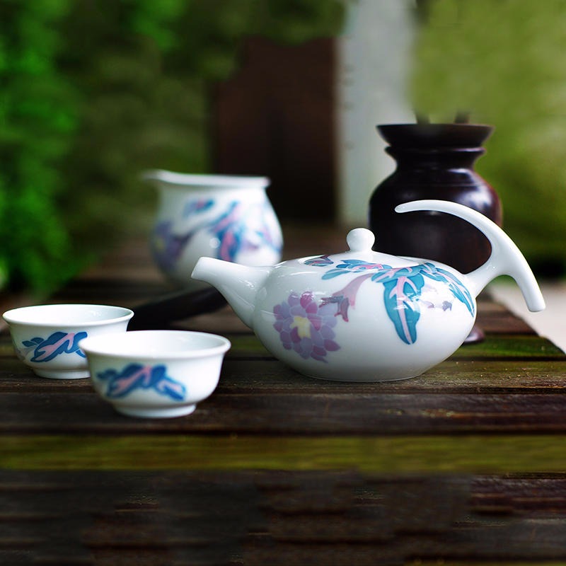 功夫茶具公司礼品定制 银银瓷器茶具釉下五彩陶瓷茶壶盖碗 茶具套装
