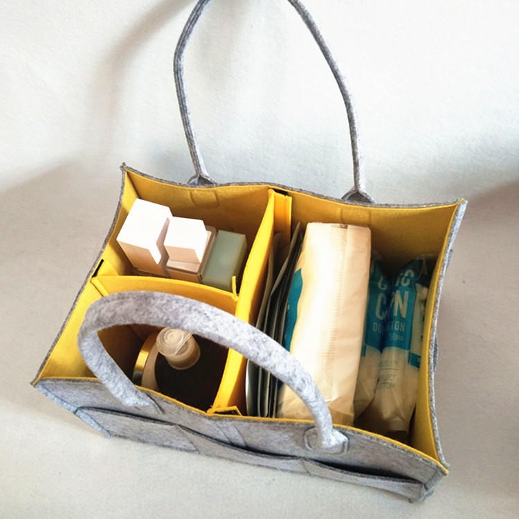 尿布手提收纳篮多功能可折叠母婴包 毛毡尿不湿收纳包便携式