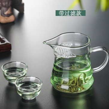 月牙杯滤网泡茶壶 耐热玻璃泡茶公道杯 茶海 耐热加厚玻璃杯 透明玻璃泡茶杯 自带过滤分茶器2