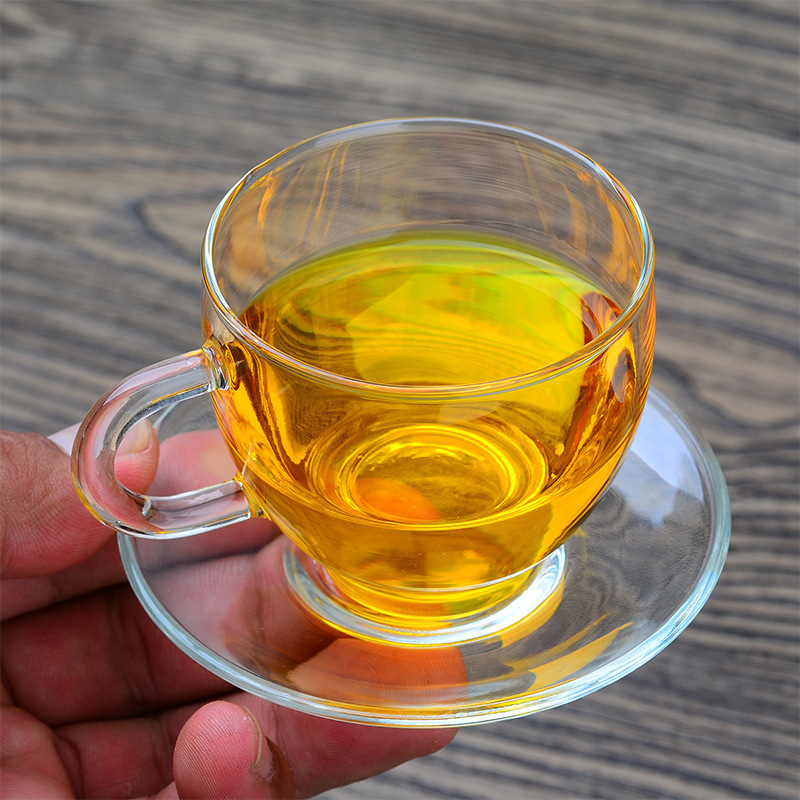加厚耐热透明带把玻璃杯子花茶杯水杯功夫小茶杯品茗小咖啡杯茶具1