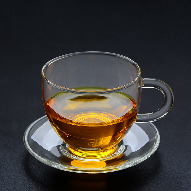 加厚耐热透明带把玻璃杯子花茶杯水杯功夫小茶杯品茗小咖啡杯茶具