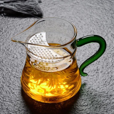 月牙杯滤网泡茶壶 耐热玻璃泡茶公道杯 茶海 耐热加厚玻璃杯 透明玻璃泡茶杯 自带过滤分茶器5