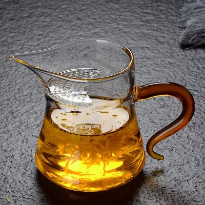 月牙杯滤网泡茶壶 耐热玻璃泡茶公道杯 茶海 耐热加厚玻璃杯 透明玻璃泡茶杯 自带过滤分茶器7