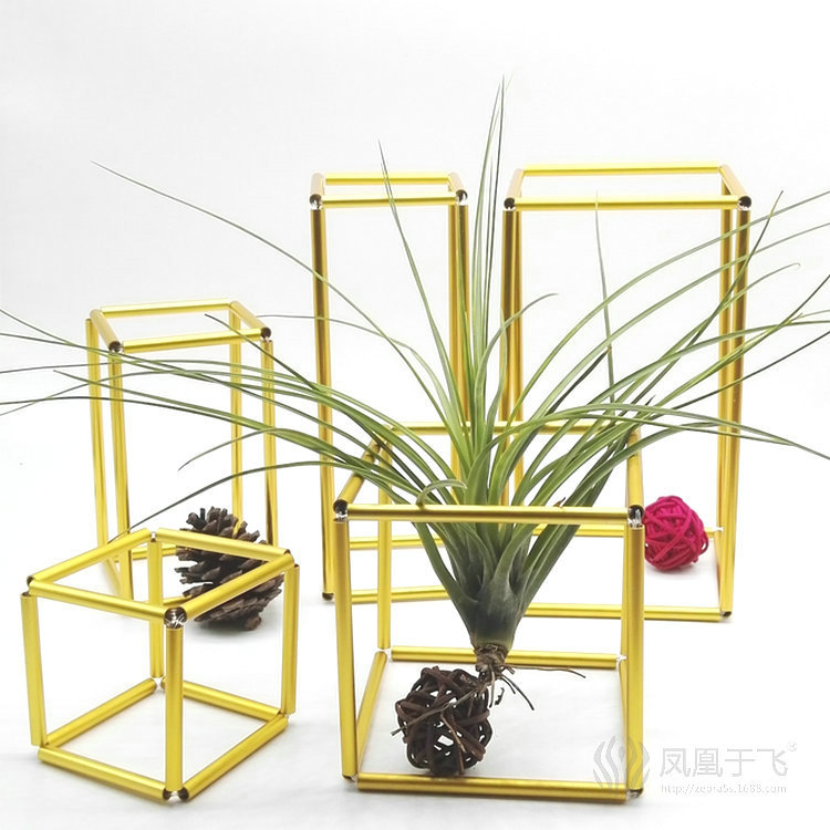 长方体多用途空气植物花盆容器 现代简约几何工艺花架手工编织
