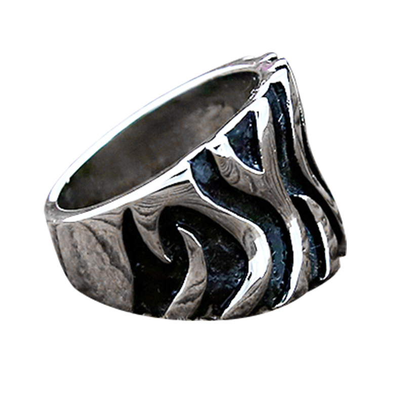 男士霸气指环可定制 欧美风2018新款首饰 钛钢黑色纹理戒指4