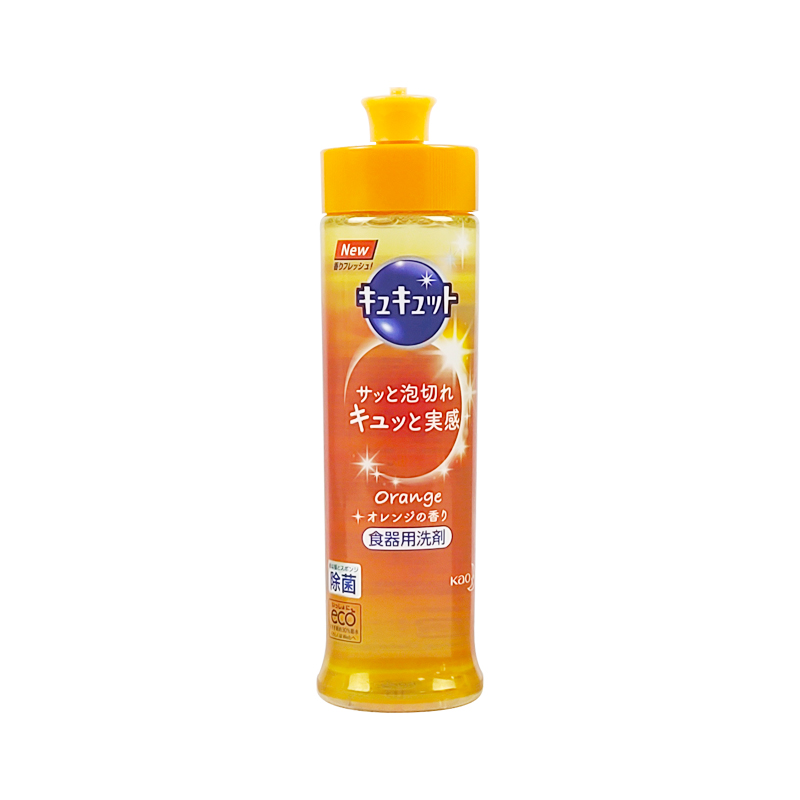 日本进口花王KAO果蔬洗洁精厨房餐具油污清洁剂橙子香240ml浓缩型1