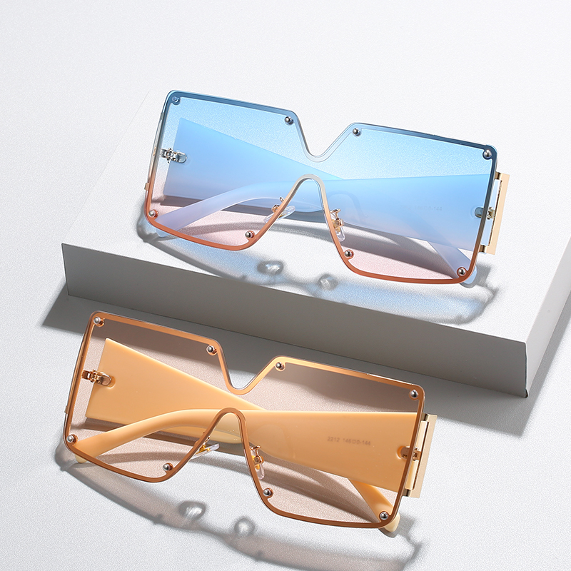 欧美潮流大方框眼镜 2021新款大框连体太阳镜 个性一体果冻色墨镜22121