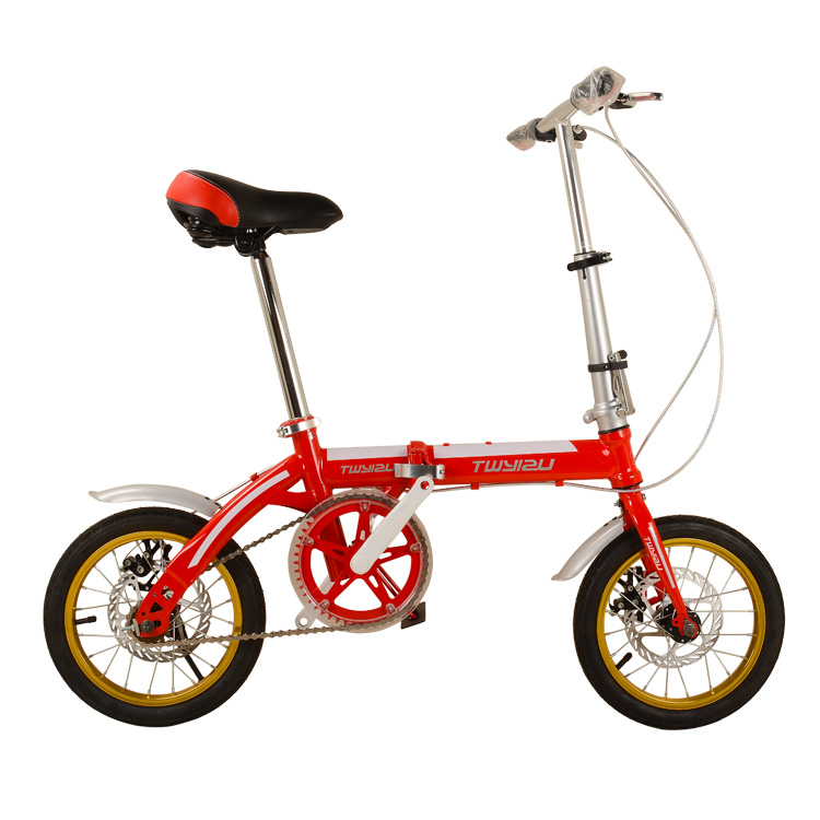 折叠自行车品牌价格 双碟刹折叠自行车 14寸儿童折叠自行车2