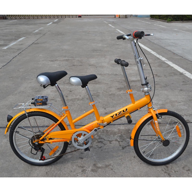 旅行自行车双人自行车 20寸亲子折叠自行车 可折叠轻便自行车批发