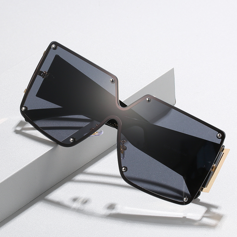 欧美潮流大方框眼镜 2021新款大框连体太阳镜 个性一体果冻色墨镜22122