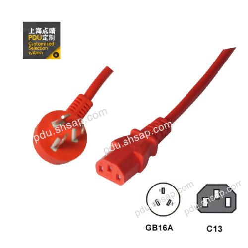 仪器仪表 红色GB16A-C13 PDU彩色电源线1