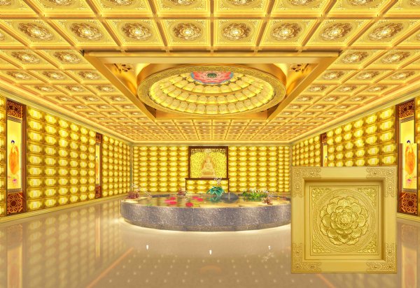通用包装 地藏宫殿装修设计佛堂寺庙防火防潮铝合金天花板