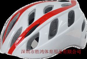 园艺工具 供应自行车白红色一体成型单车头盔BT-100