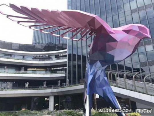 商洛大型抽象艺术鸟雕塑 不锈钢几何动物摆件 园艺工具