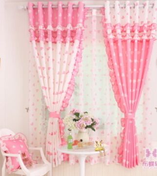 卧室儿童房粉色窗帘 空调