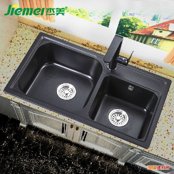 杰美厨房石英石水槽双槽JM208洗手盆洗菜池 餐厨具玩具