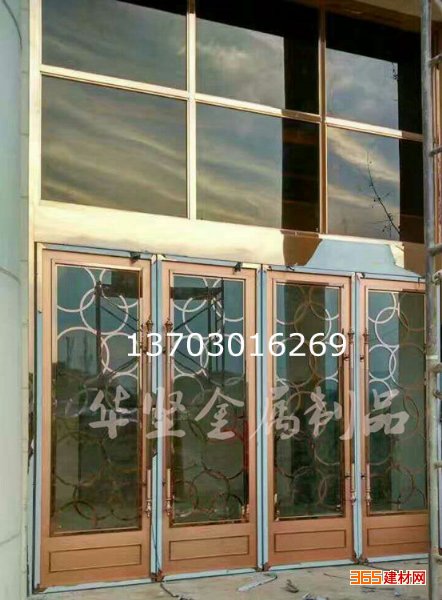 不锈钢大门 工厂定做玻璃大门 玫瑰金黑钛拉丝酒店商铺玻璃大门
