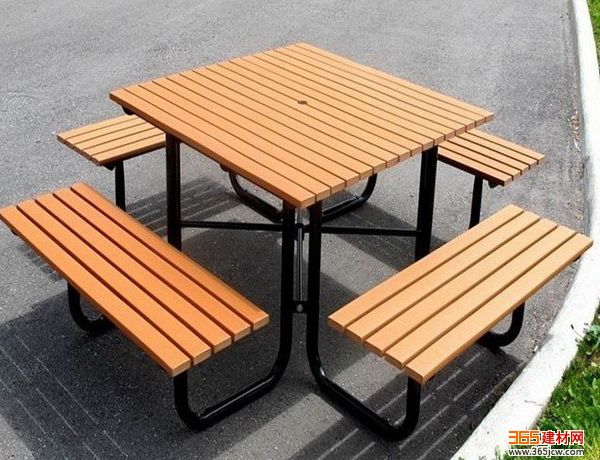 全木仿藤组合桌椅 户外桌椅 铝制休闲桌椅