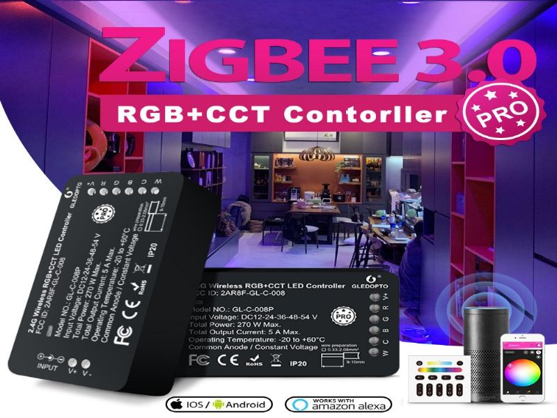  ZIGBEE3.0 RGBCCT LED灯带控制器  语音APP RF语音控制