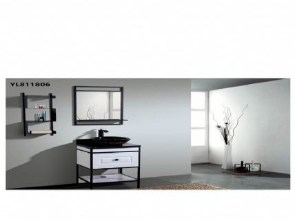 韩版时尚潮流不锈钢浴室柜组合主柜镜子艺术洗手盆侧架